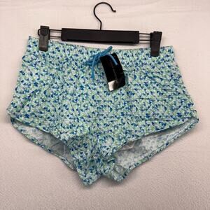 Blue and Green Patterned Swim Trunks